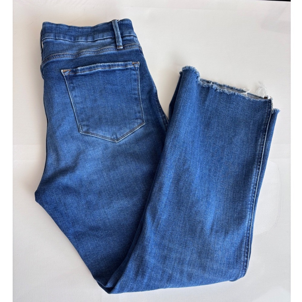 Frame Le Crop Mini Boot Jeans Wine Ridge Destruct Blue Raw Hem 32x27 - Picture 9 of 9
